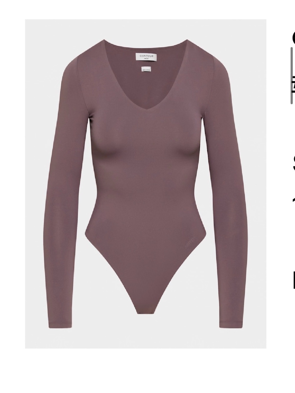Babaton Aritzia contour V-Neck Long Sleeve Bodysuit smoked eggplant XS